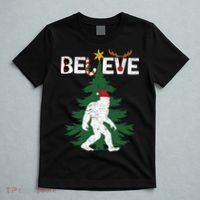 Believe Bigfoot Sasquatch Yeti Santa Hat Christmas Pajamas T-Shirt thumb 5