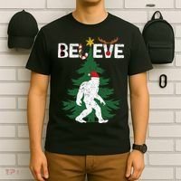 Believe Bigfoot Sasquatch Yeti Santa Hat Christmas Pajamas T-Shirt thumb 6