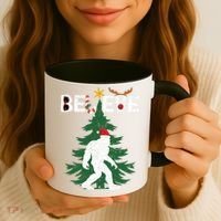 Believe Bigfoot Sasquatch Yeti Santa Hat Christmas Pajamas Coffee Mug thumb 3