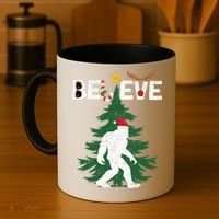 Believe Bigfoot Sasquatch Yeti Santa Hat Christmas Pajamas Coffee Mug thumb 4