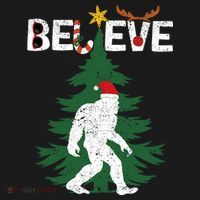 Believe Bigfoot Sasquatch Yeti Santa Hat Christmas Pajamas Pajama Set thumb 2