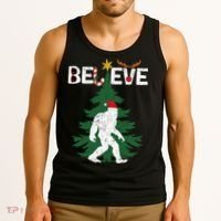 Believe Bigfoot Sasquatch Yeti Santa Hat Christmas Pajamas Tank Top thumb 3