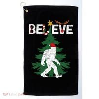 Believe Bigfoot Sasquatch Yeti Santa Hat Christmas Pajamas Golf Towel thumb 0