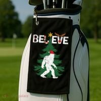 Believe Bigfoot Sasquatch Yeti Santa Hat Christmas Pajamas Golf Towel thumb 2