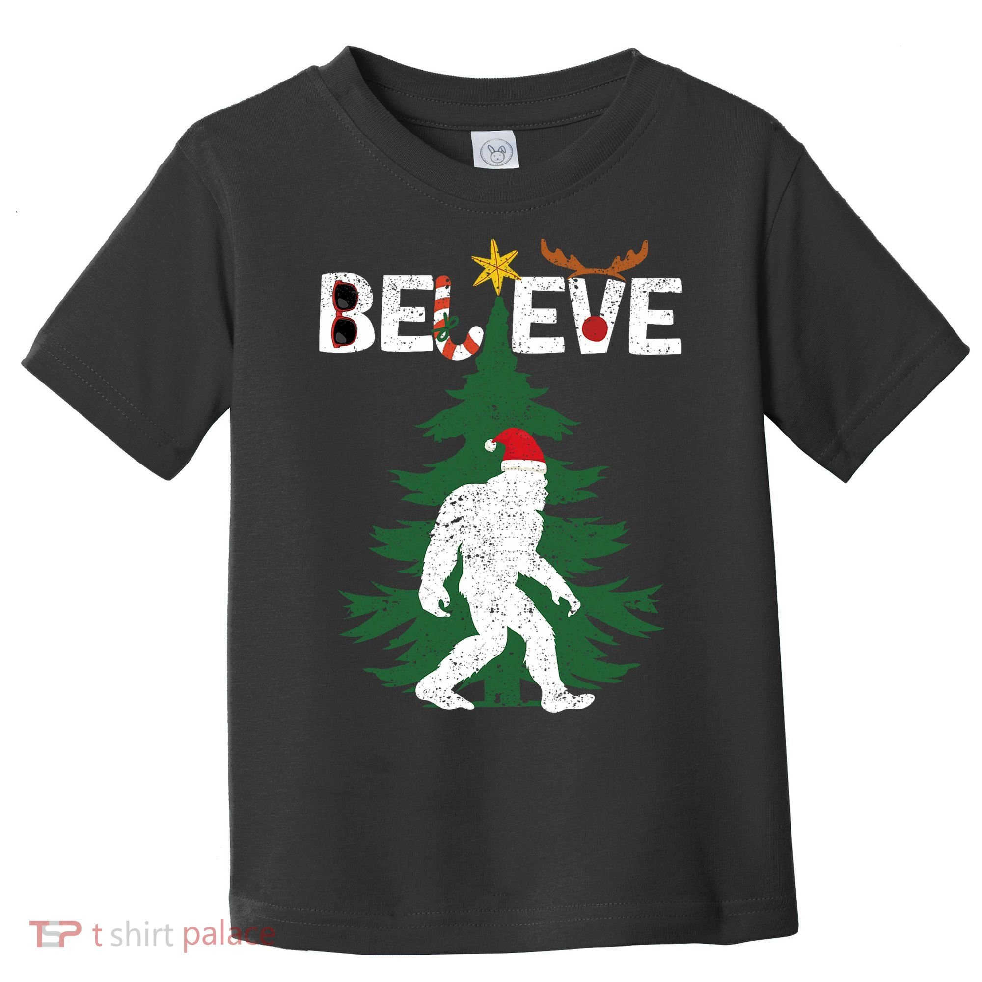 Believe Bigfoot Sasquatch Yeti Santa Hat Christmas Pajamas Toddler T-Shirt
