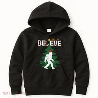 Believe Bigfoot Sasquatch Yeti Santa Hat Christmas Pajamas Kids Hoodie thumb 0
