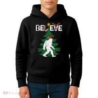 Believe Bigfoot Sasquatch Yeti Santa Hat Christmas Pajamas Kids Hoodie thumb 4
