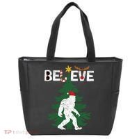 Believe Bigfoot Sasquatch Yeti Santa Hat Christmas Pajamas Tote Bag thumb 0