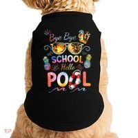 Bye Bye School Hello Pool Funny Summer Vacation Pool School Doggie Tank thumb 0