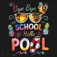 Bye Bye School Hello Pool Funny Summer Vacation Pool School Doggie Tank thumb 4