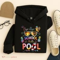 Bye Bye School Hello Pool Funny Summer Vacation Pool School Hoodie thumb 4