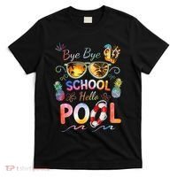 Bye Bye School Hello Pool Funny Summer Vacation Pool School T-Shirt thumb 0