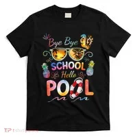 Bye Bye School Hello Pool Funny Summer Vacation Pool School T-Shirt thumb 0