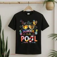 Bye Bye School Hello Pool Funny Summer Vacation Pool School T-Shirt thumb 2
