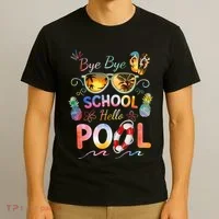 Bye Bye School Hello Pool Funny Summer Vacation Pool School T-Shirt thumb 3
