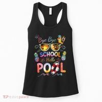 Bye Bye School Hello Pool Funny Summer Vacation Pool School Women's Tank Top thumb 0