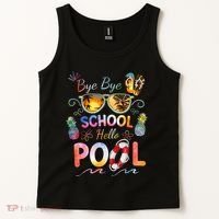 Bye Bye School Hello Pool Funny Summer Vacation Pool School Tank Top thumb 2