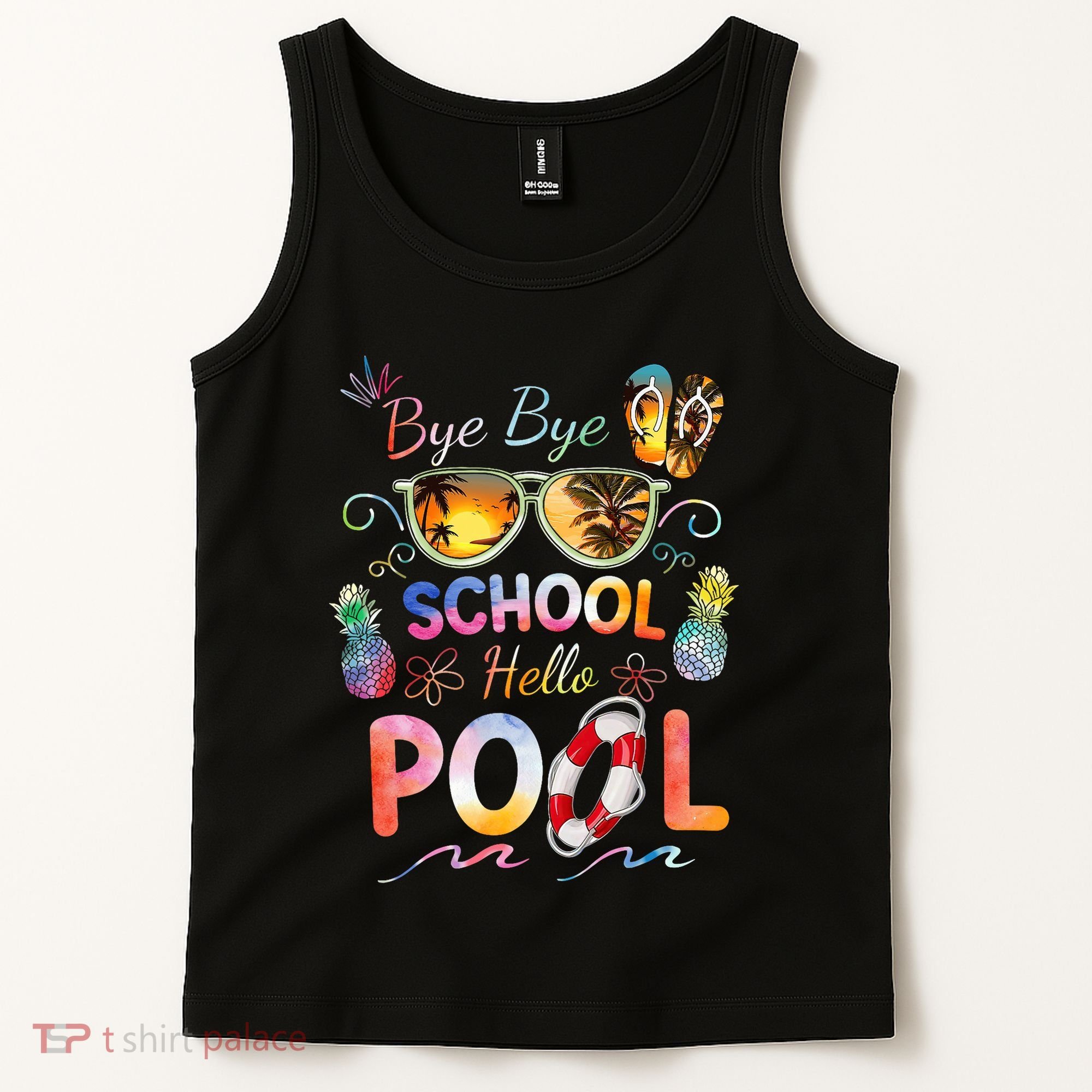 Bye Bye School Hello Pool Funny Summer Vacation Pool School Tank Top
