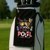 Bye Bye School Hello Pool Funny Summer Vacation Pool School Golf Towel thumb 2