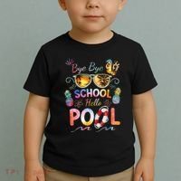 Bye Bye School Hello Pool Funny Summer Vacation Pool School Toddler T-Shirt thumb 2