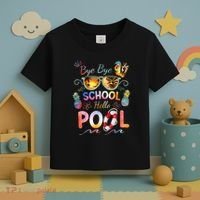 Bye Bye School Hello Pool Funny Summer Vacation Pool School Toddler T-Shirt thumb 3