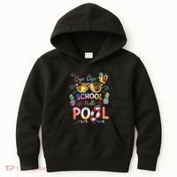 Bye Bye School Hello Pool Funny Summer Vacation Pool School Kids Hoodie thumb 0