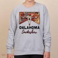 Boho Bull Skull Cow Print Oklahoma Smokeshow Western Country Women's Sweatshirt thumb 0