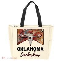 Boho Bull Skull Cow Print Oklahoma Smokeshow Western Country Tote Bag thumb 0
