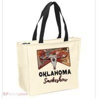 Boho Bull Skull Cow Print Oklahoma Smokeshow Western Country Tote Bag thumb 2