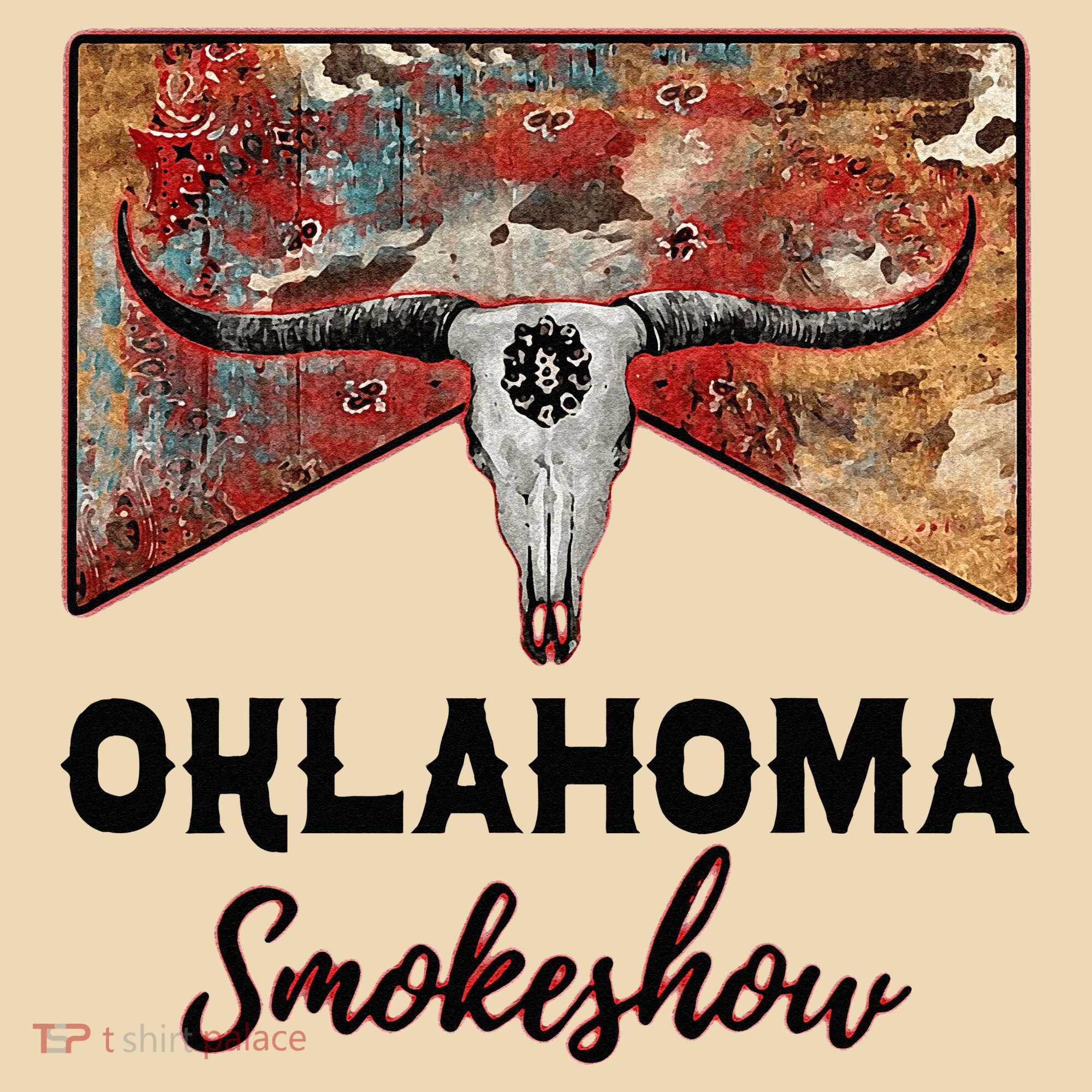 Boho Bull Skull Cow Print Oklahoma Smokeshow Western Country Tote Bag