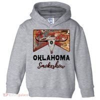 Boho Bull Skull Cow Print Oklahoma Smokeshow Western Country Toddler Hoodie thumb 0
