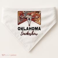 Boho Bull Skull Cow Print Oklahoma Smokeshow Western Country USA-Made Doggie Bandana thumb 0