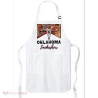 Boho Bull Skull Cow Print Oklahoma Smokeshow Western Country Apron thumb 0