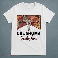 Boho Bull Skull Cow Print Oklahoma Smokeshow Western Country T-Shirt thumb 5