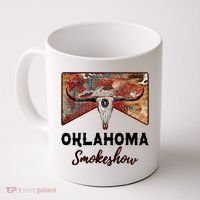 Boho Bull Skull Cow Print Oklahoma Smokeshow Western Country Coffee Mug thumb 0