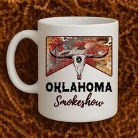 Boho Bull Skull Cow Print Oklahoma Smokeshow Western Country Coffee Mug thumb 2