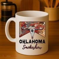 Boho Bull Skull Cow Print Oklahoma Smokeshow Western Country Coffee Mug thumb 4
