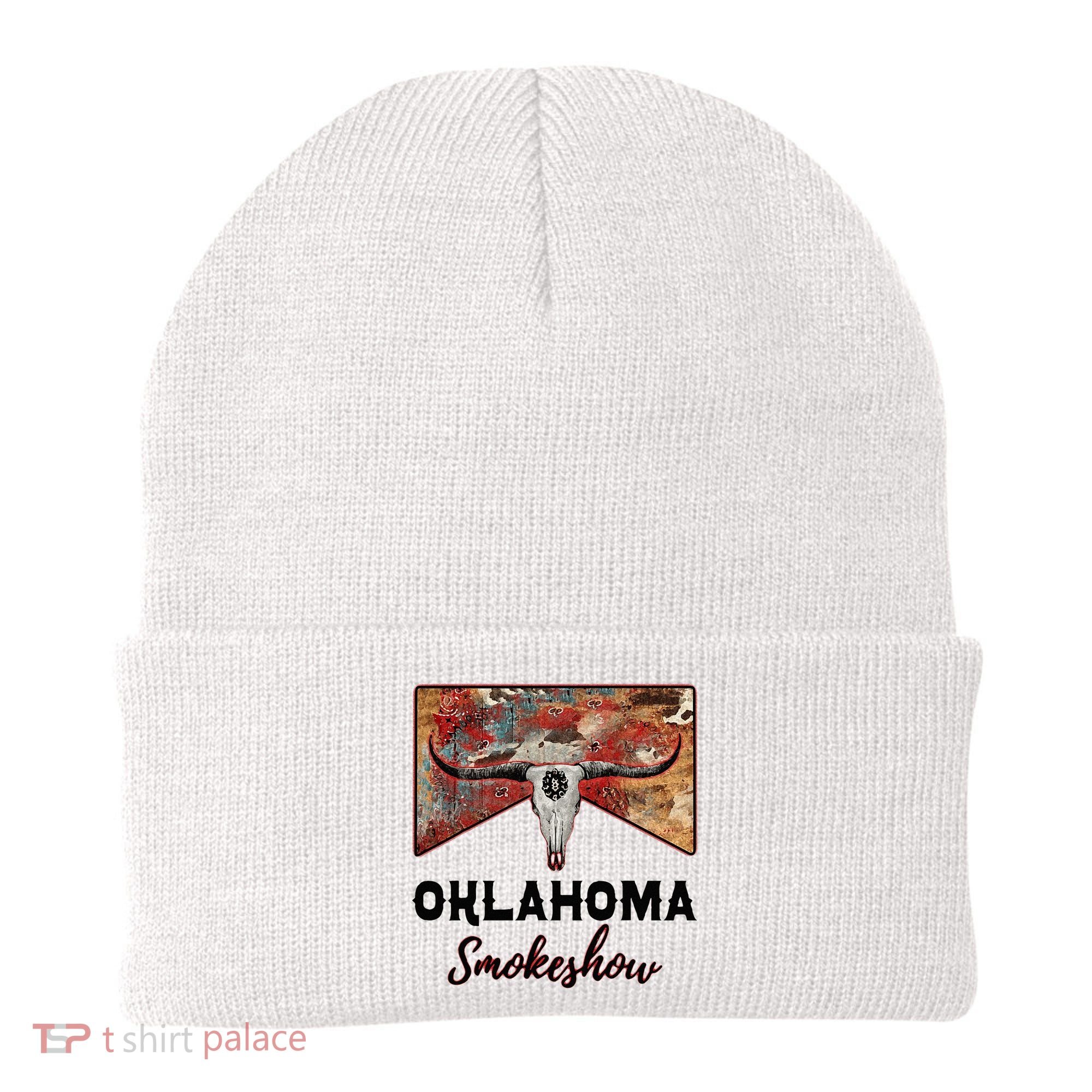 Boho Bull Skull Cow Print Oklahoma Smokeshow Western Country Beanie