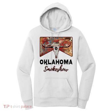 Boho Bull Skull Cow Print Oklahoma Smokeshow Western Country Women's Hoodie