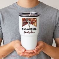 Boho Bull Skull Cow Print Oklahoma Smokeshow Western Country Tumbler thumb 2