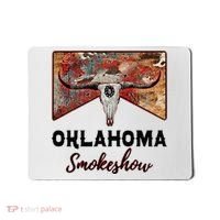 Boho Bull Skull Cow Print Oklahoma Smokeshow Western Country Mousepad thumb 0