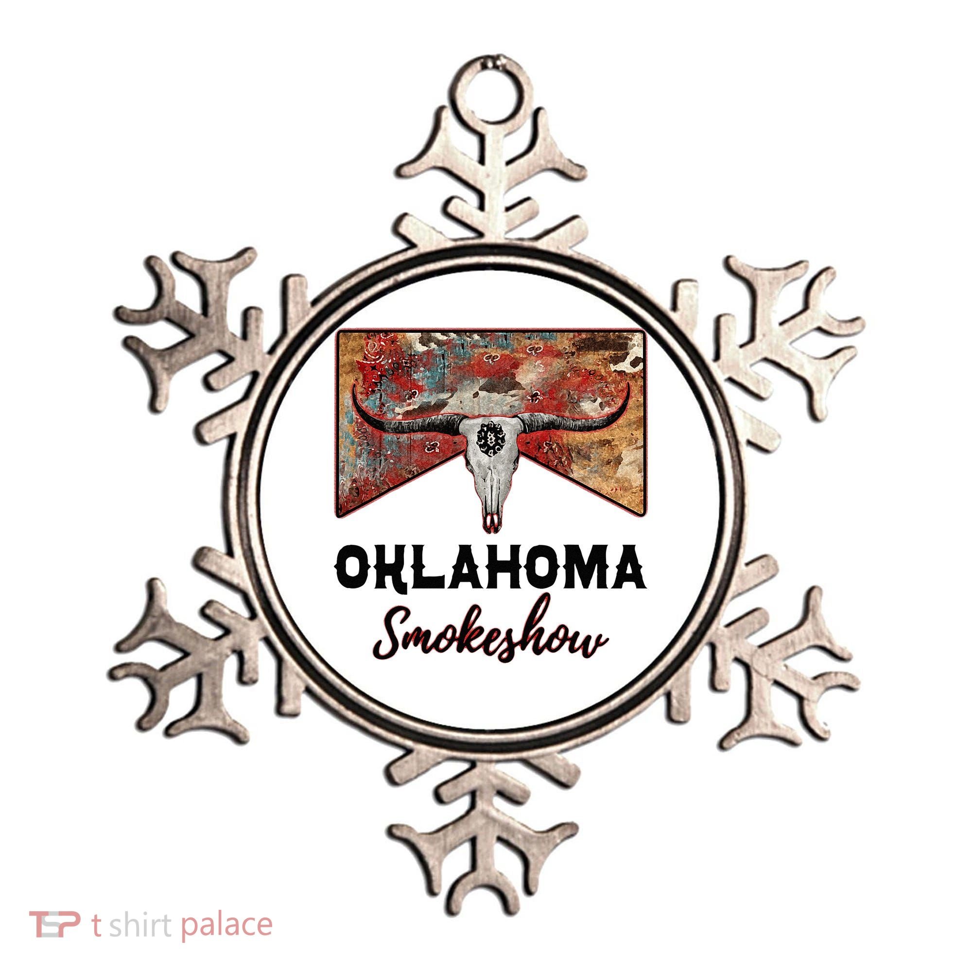 Boho Bull Skull Cow Print Oklahoma Smokeshow Western Country Ornament