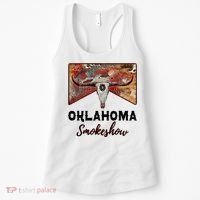 Boho Bull Skull Cow Print Oklahoma Smokeshow Western Country Women's Tank Top thumb 0