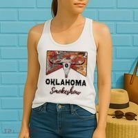 Boho Bull Skull Cow Print Oklahoma Smokeshow Western Country Women's Tank Top thumb 2