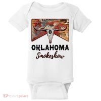 Boho Bull Skull Cow Print Oklahoma Smokeshow Western Country Baby Bodysuit thumb 0