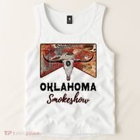 Boho Bull Skull Cow Print Oklahoma Smokeshow Western Country Tank Top thumb 2