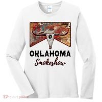 Boho Bull Skull Cow Print Oklahoma Smokeshow Western Country Women's Long Sleeve Shirt thumb 0