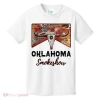 Boho Bull Skull Cow Print Oklahoma Smokeshow Western Country Kids T-Shirt thumb 0