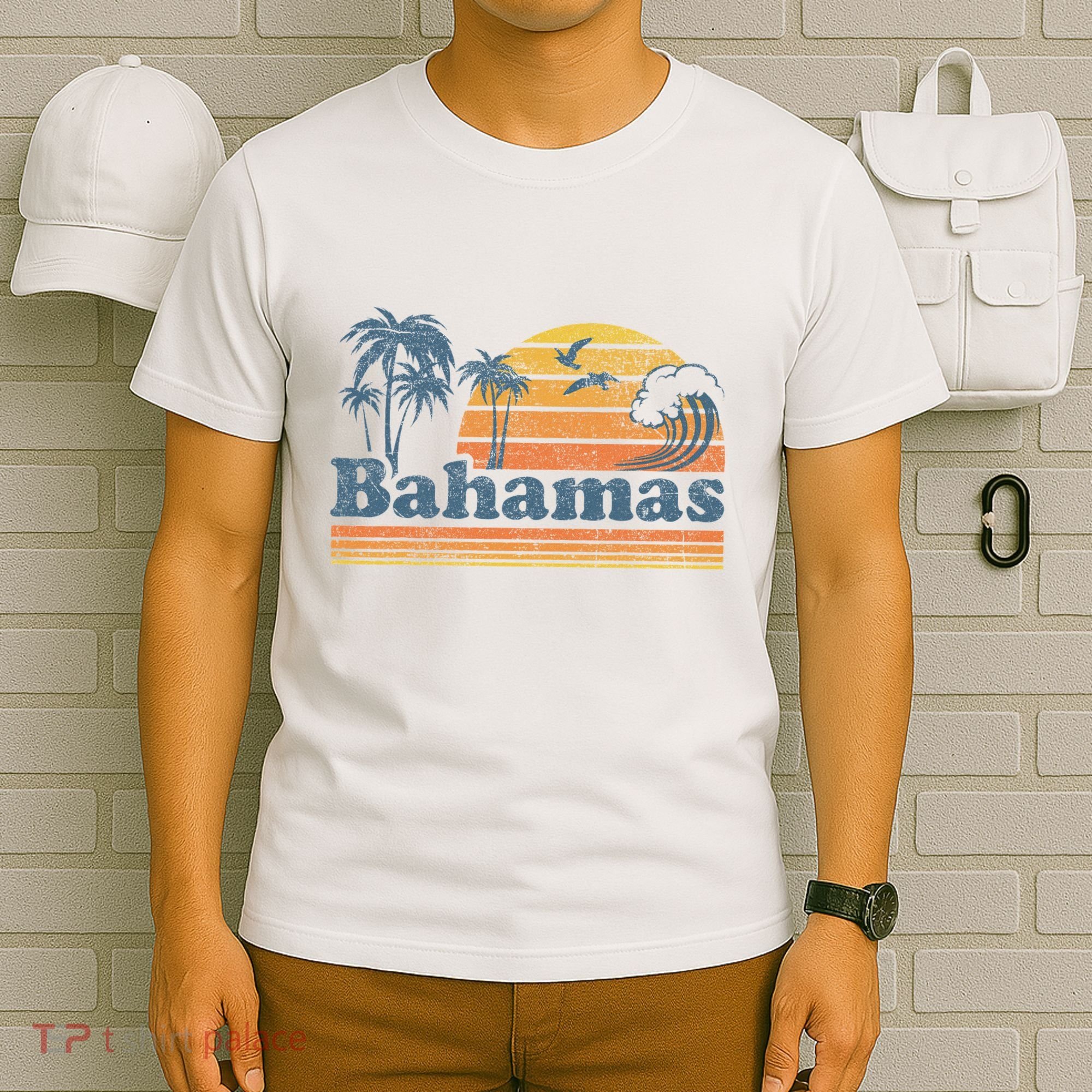 Bahamas Beach Summer Vacation Sunset Vintage 70S Retro T-Shirt