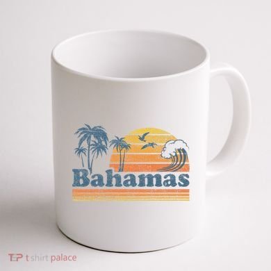 Bahamas Beach Summer Vacation Sunset Vintage 70S Retro Coffee Mug back